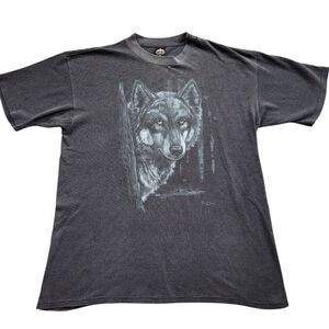Vintage H.L. Miller Wolf Nature Graphic Tshirt Sz XL